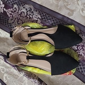 Charlotte Russe 'Janice' black & gold flats women size 6